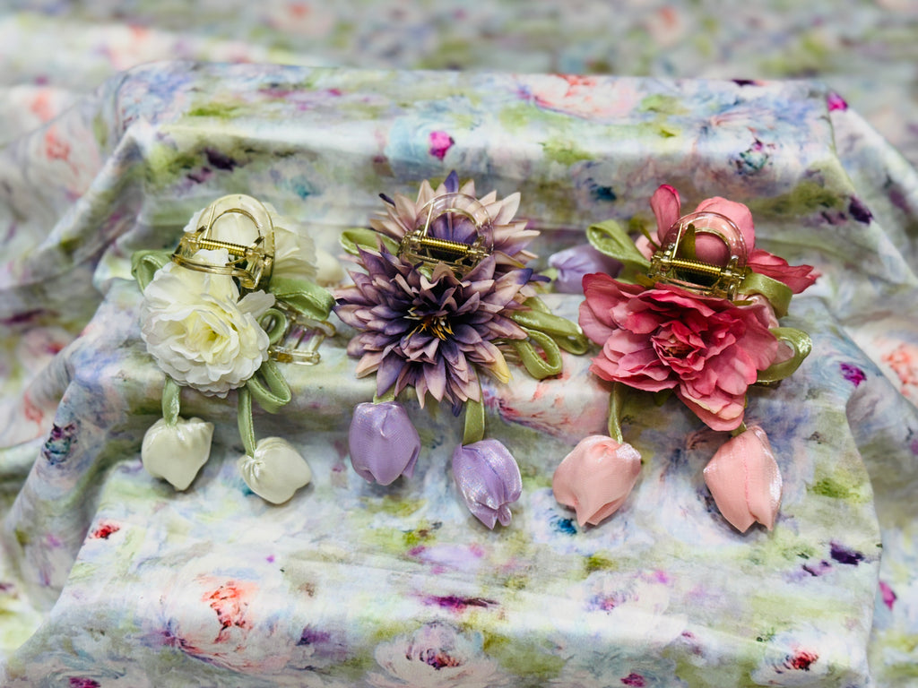 Premium Floral Hair Clucther 3Pcs Combo H23