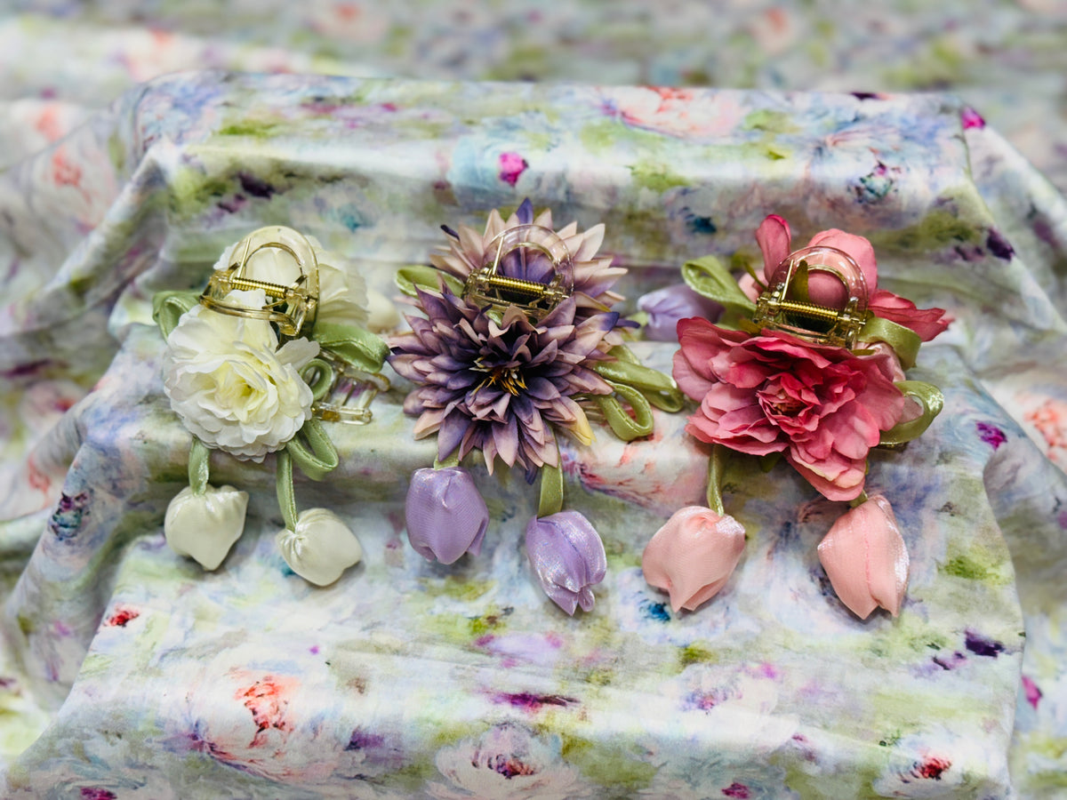 Premium Floral Hair Clucther 3Pcs Combo H23