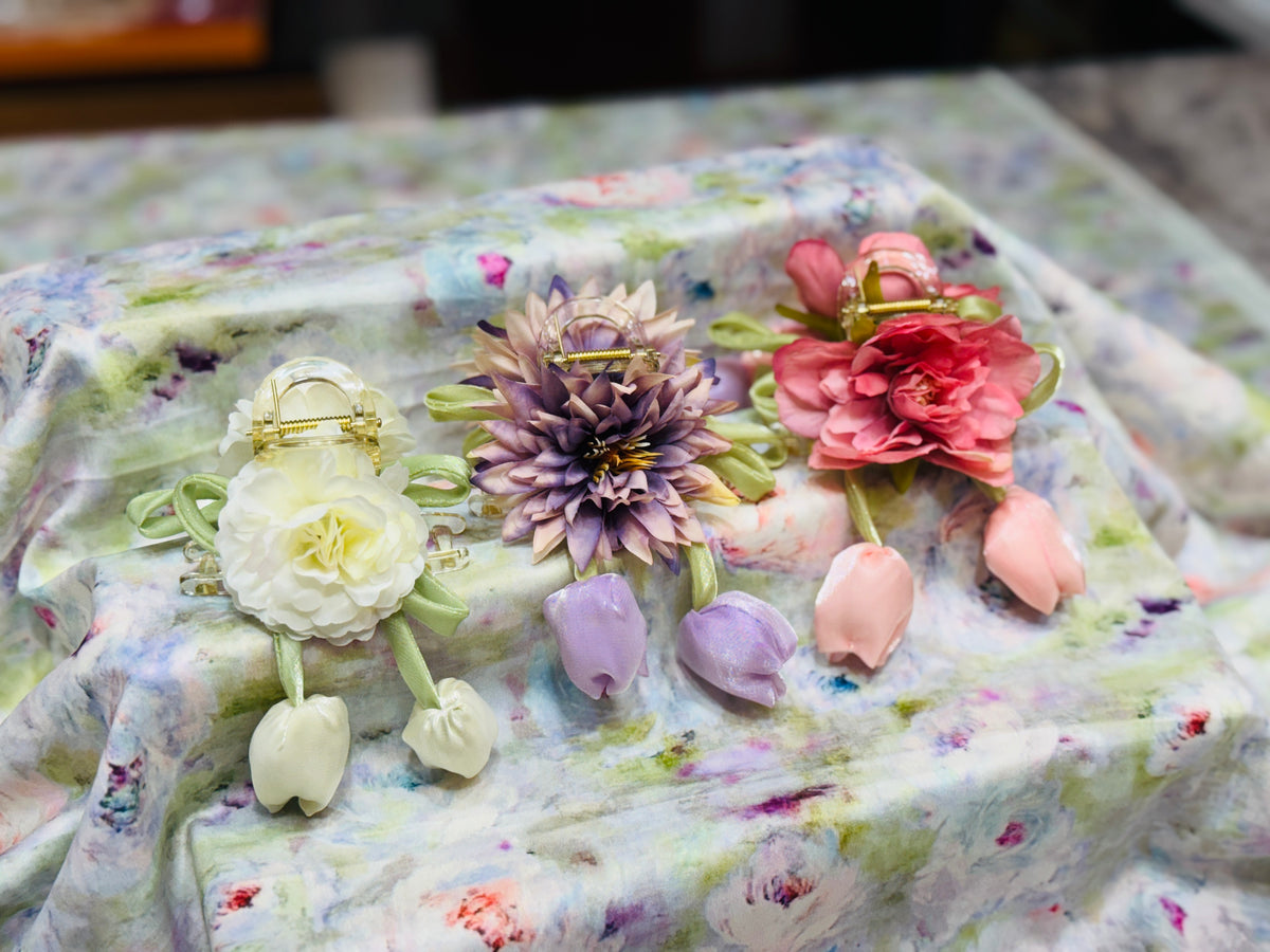 Premium Floral Hair Clucther 3Pcs Combo H23