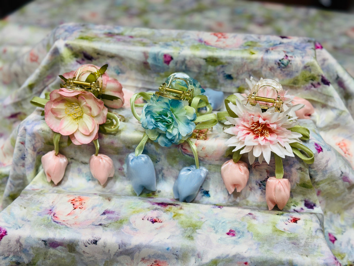 Premium Floral Hair Clucther 3Pcs Combo H24