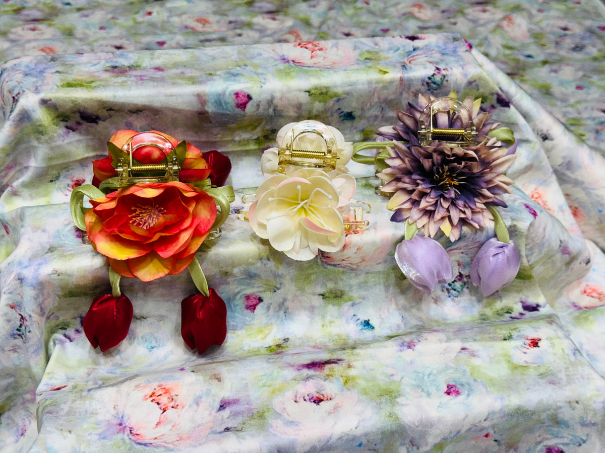 Premium Floral Hair Clucther 3Pcs Combo H25
