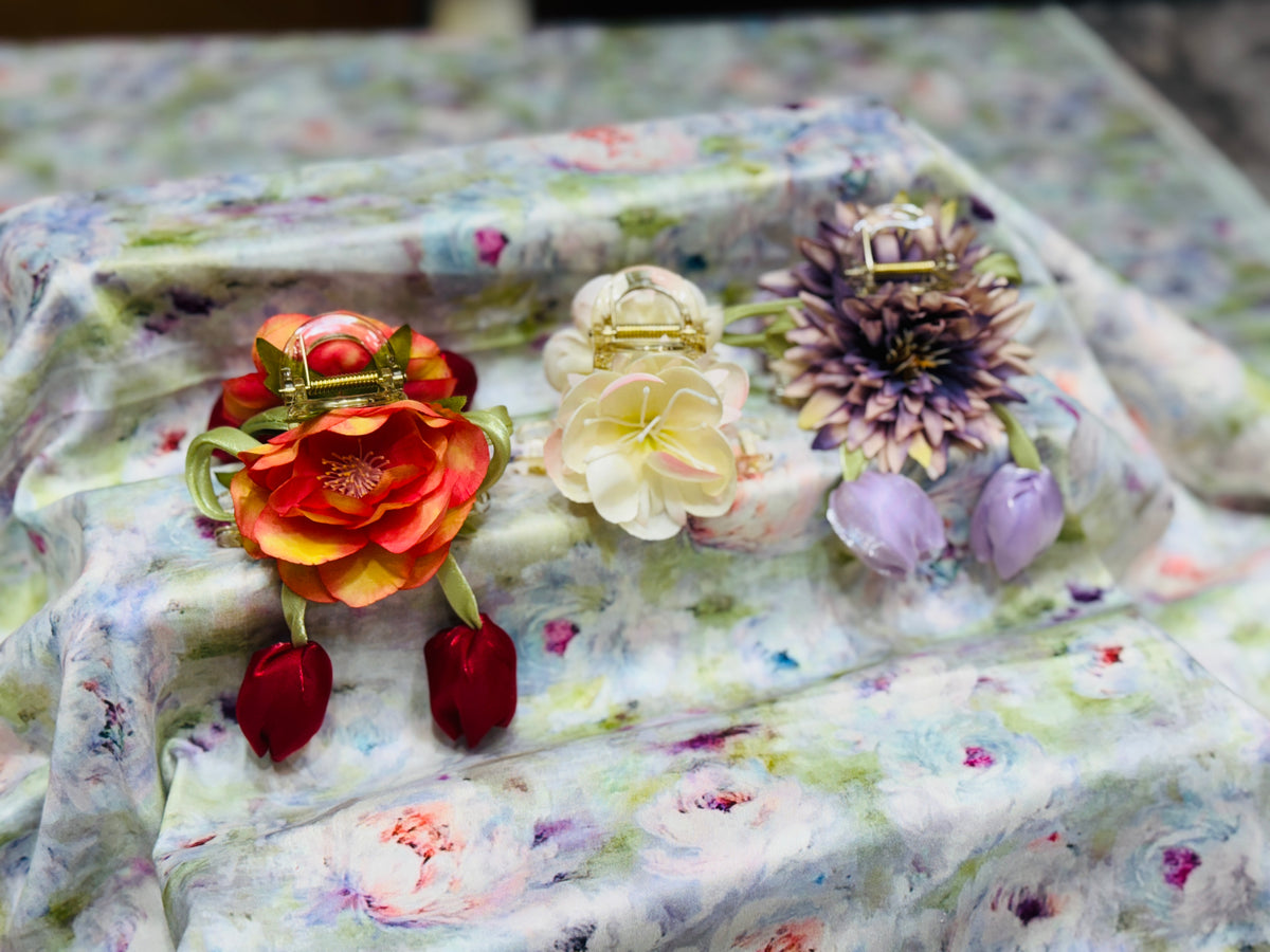 Premium Floral Hair Clucther 3Pcs Combo H25