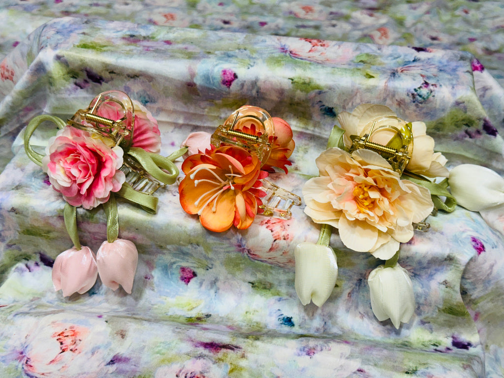 Premium Floral Hair Clucther 3Pcs Combo H26