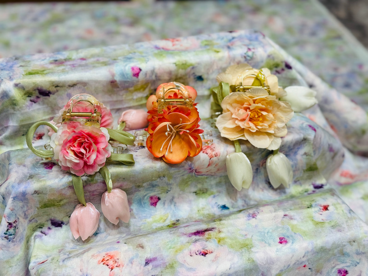Premium Floral Hair Clucther 3Pcs Combo H26