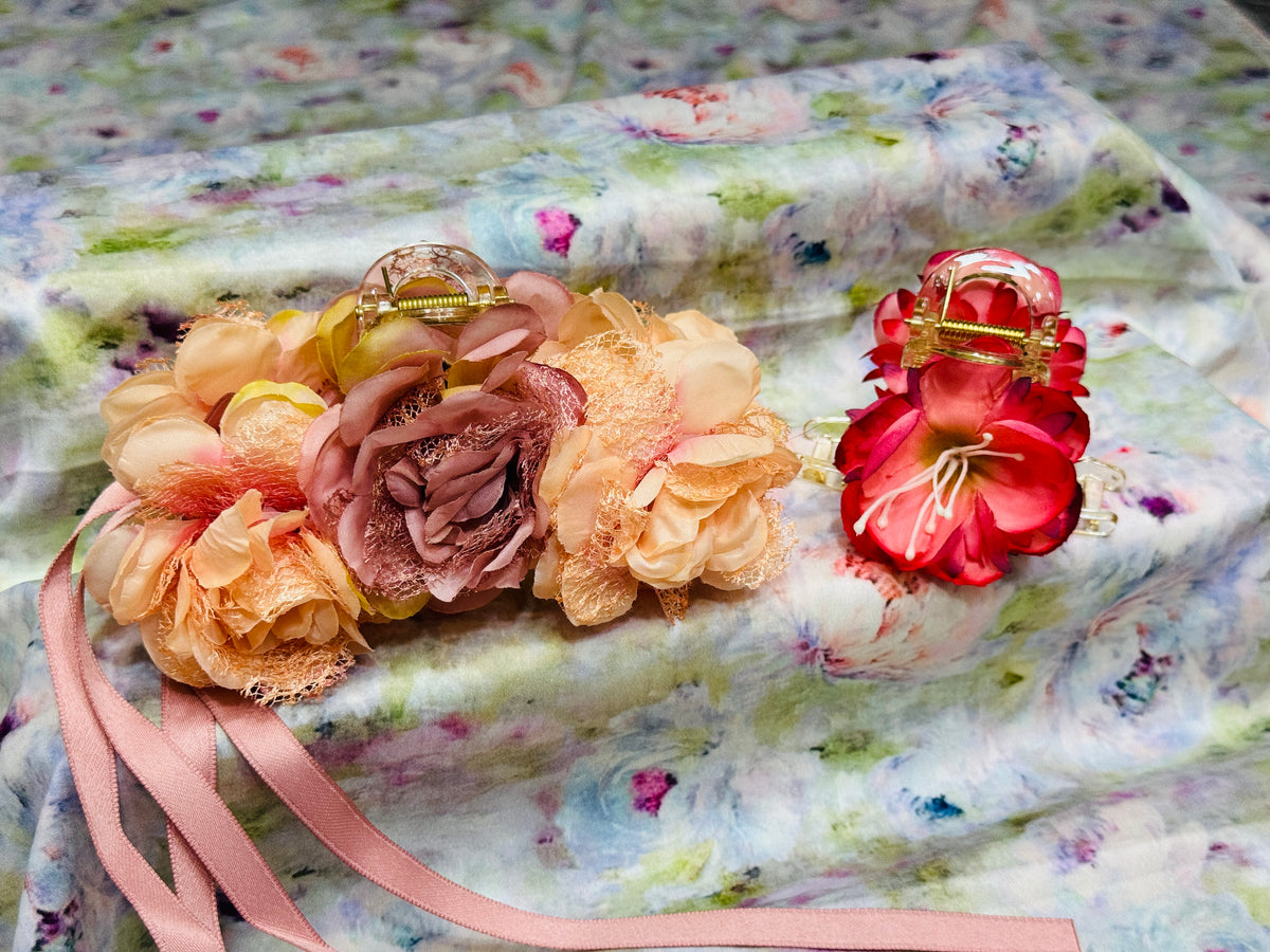 Premium Floral Hair Clucther 2Pcs Combo H27