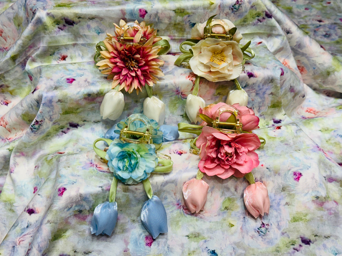 Premium Floral Hair Clucther 4Pcs Combo H28
