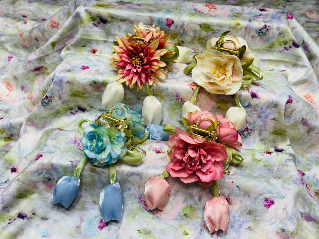 Premium Floral Hair Clucther 4Pcs Combo H28