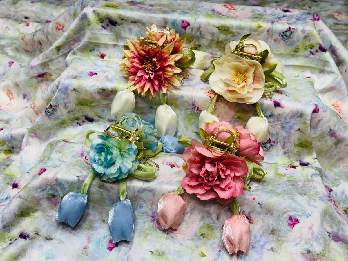 Premium Floral Hair Clucther 4Pcs Combo H28