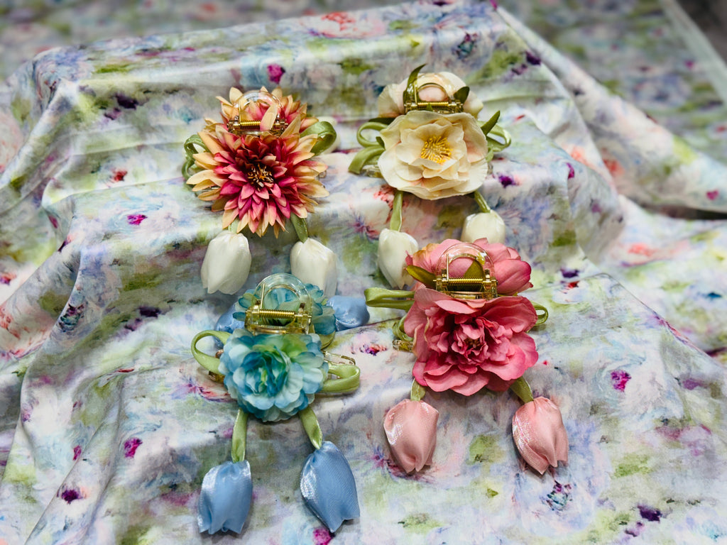 Premium Floral Hair Clucther 4Pcs Combo H28