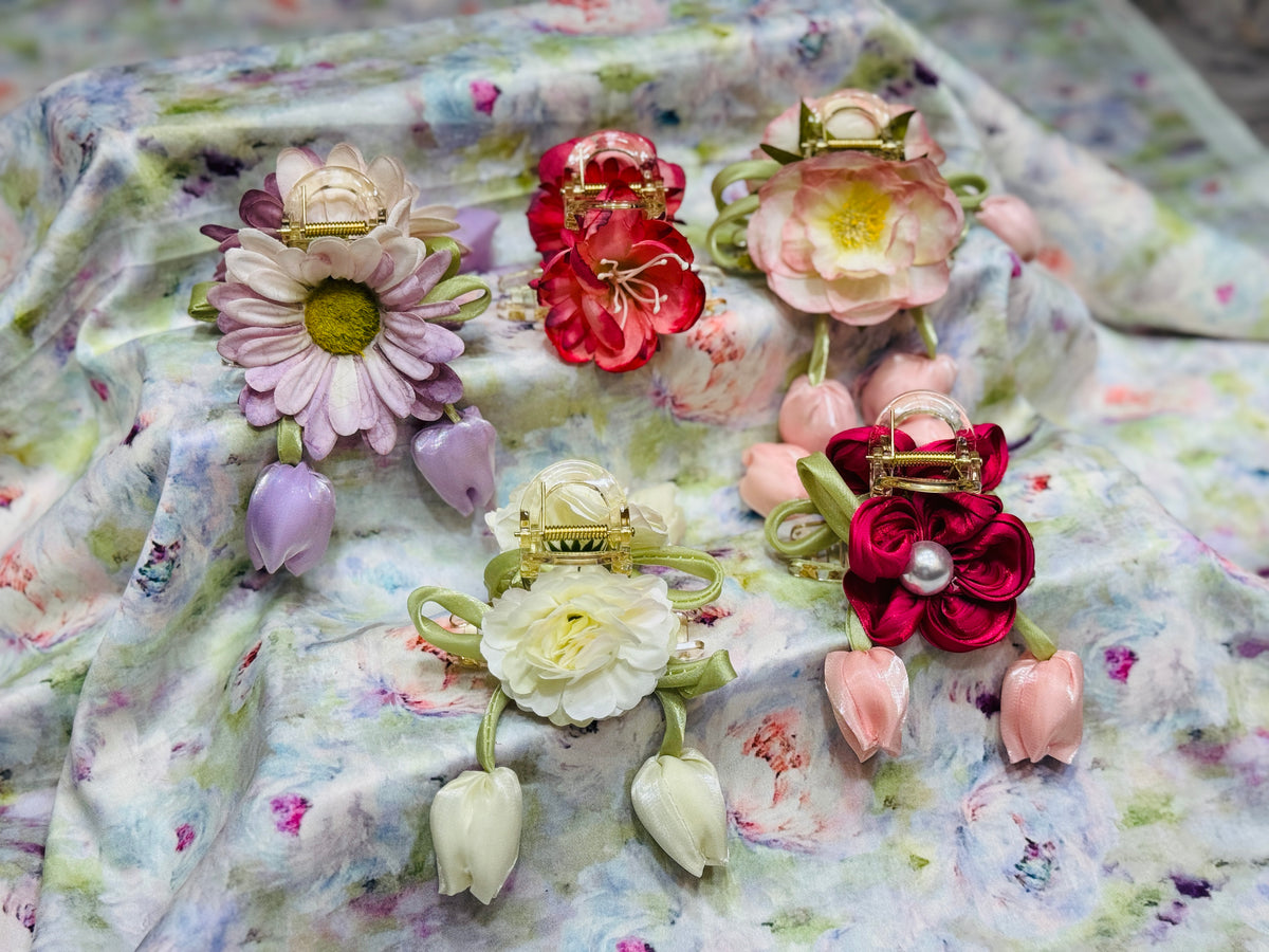 Premium Floral Hair Clucther 5Pcs Combo H29