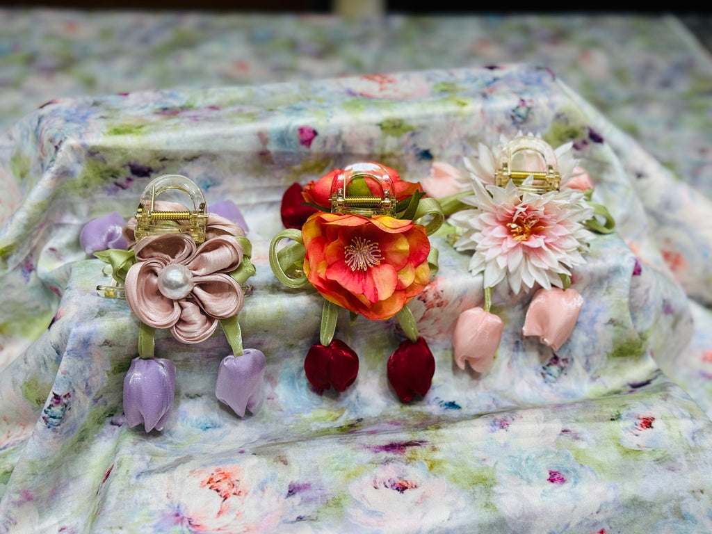 Premium Floral Hair Clucther 3Pcs Combo H30