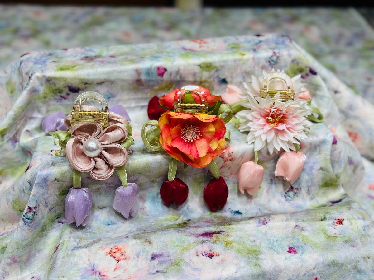 Premium Floral Hair Clucther 3Pcs Combo H30